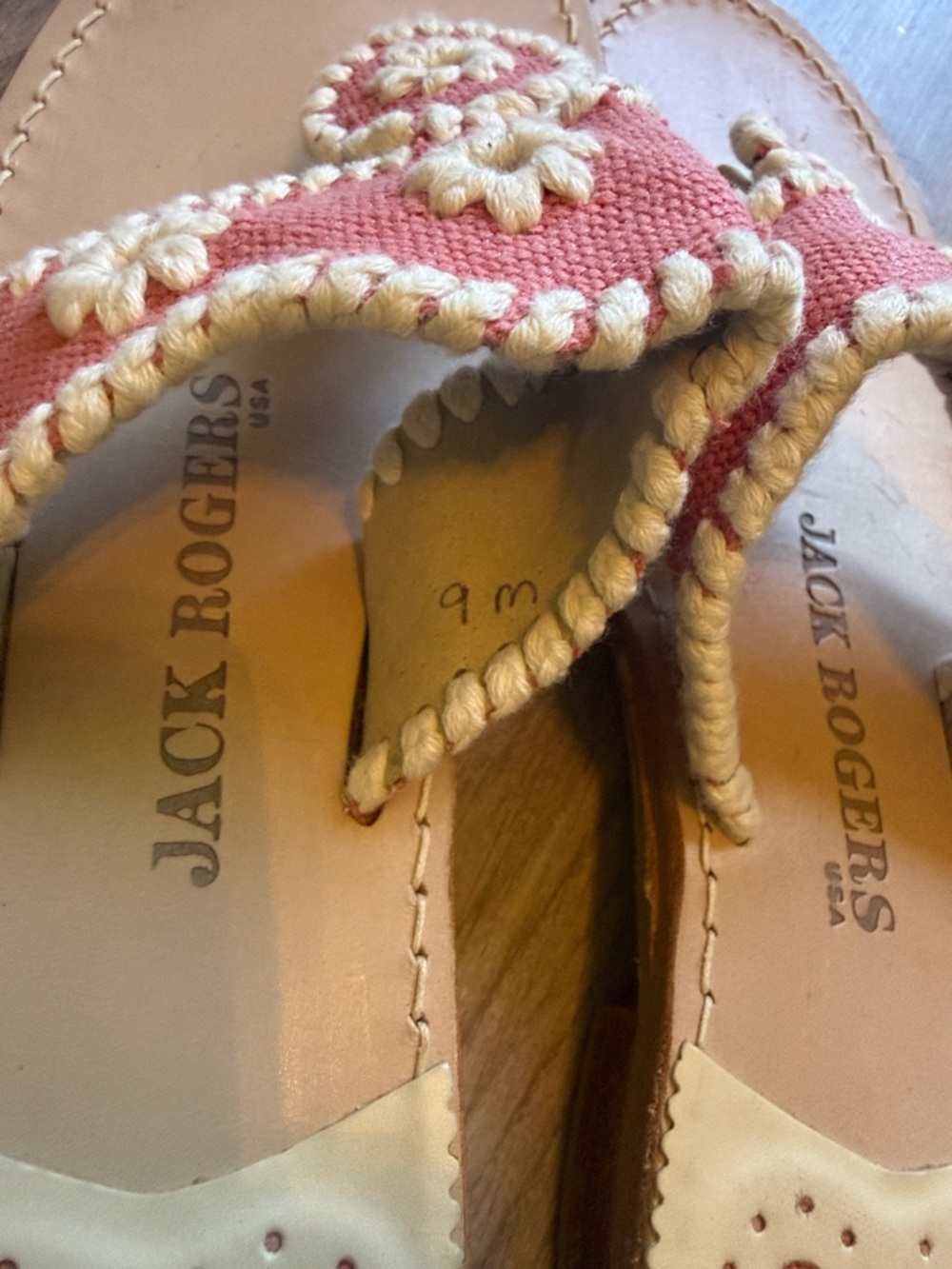 Perfect like new Jack Rogers original Navajo linen pink cream sandals 9 - Picture 3 of 5